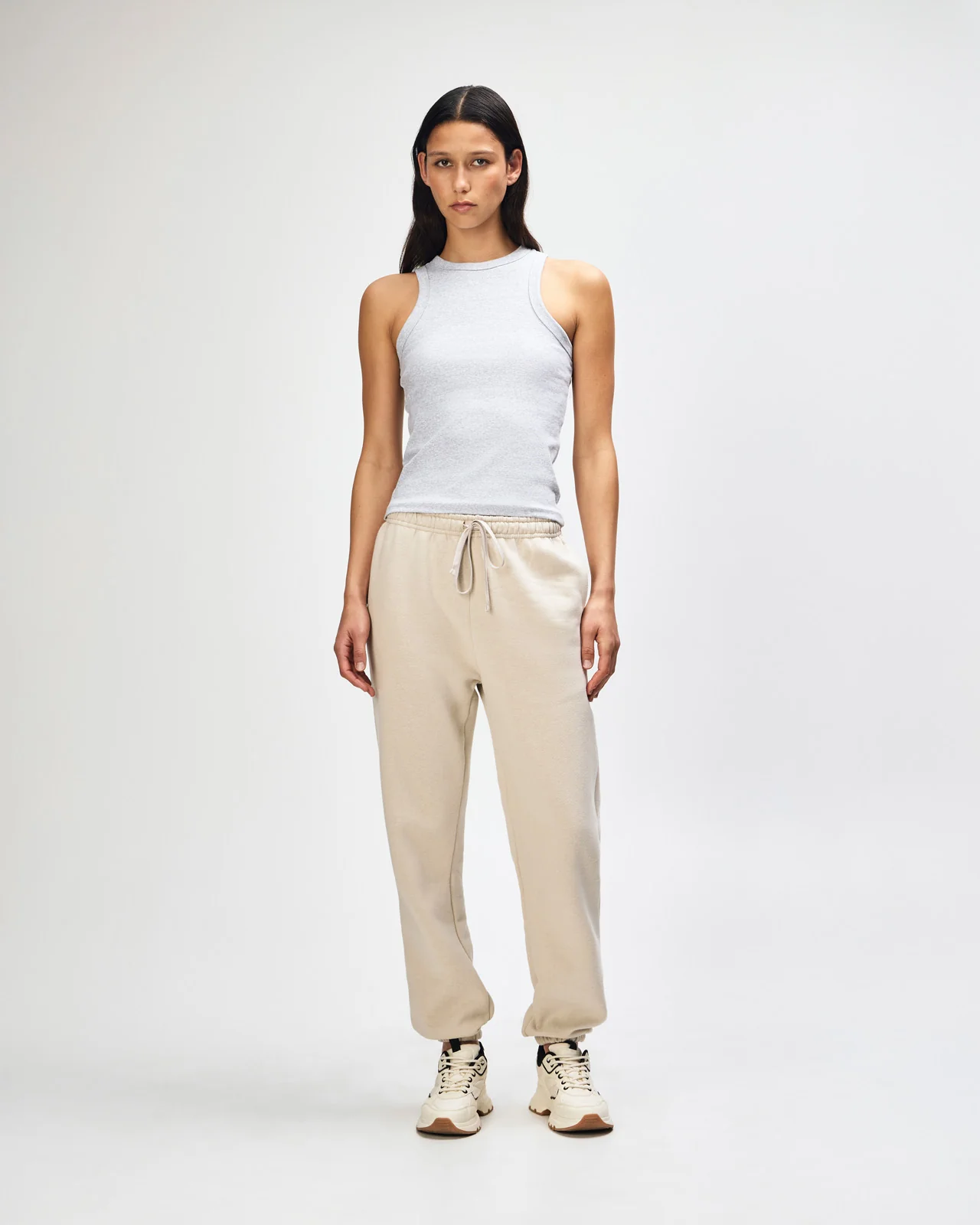 Women's Crop Sweatshirt Tracksuit - Bone - Image 10