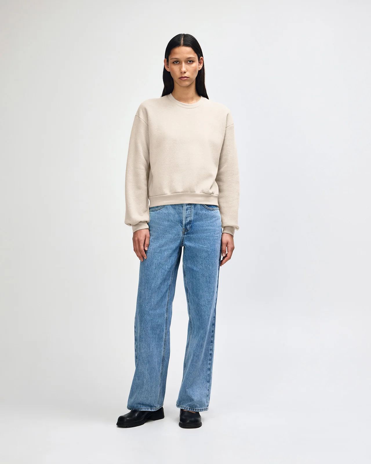 Women's Crop Sweatshirt Tracksuit - Bone - Image 5