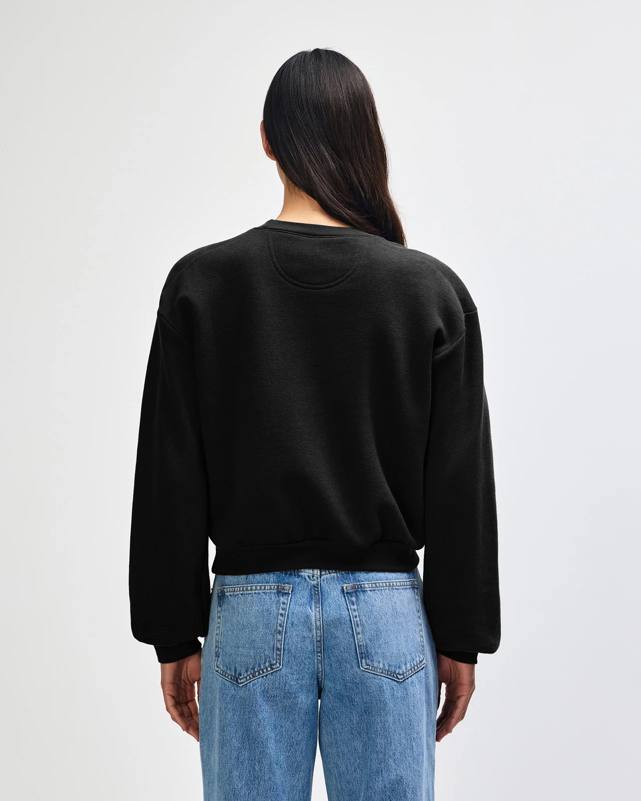 Women's Crop Sweatshirt Tracksuit - Black - Image 4