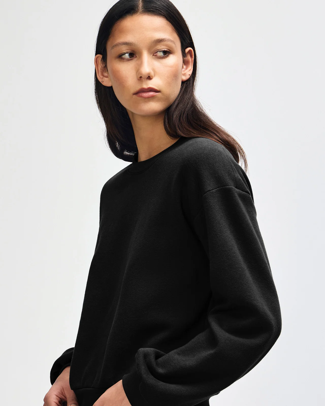 Women's Crop Sweatshirt Tracksuit - Black - Image 6