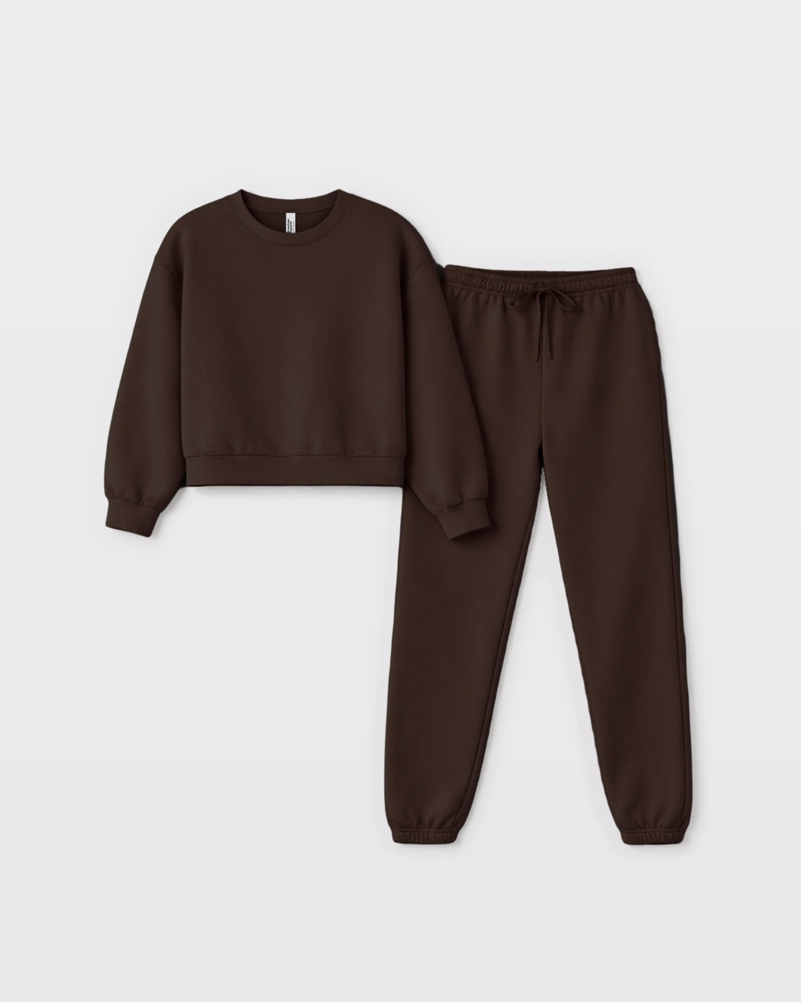 Women's Crop Sweatshirt Tracksuit - Brown