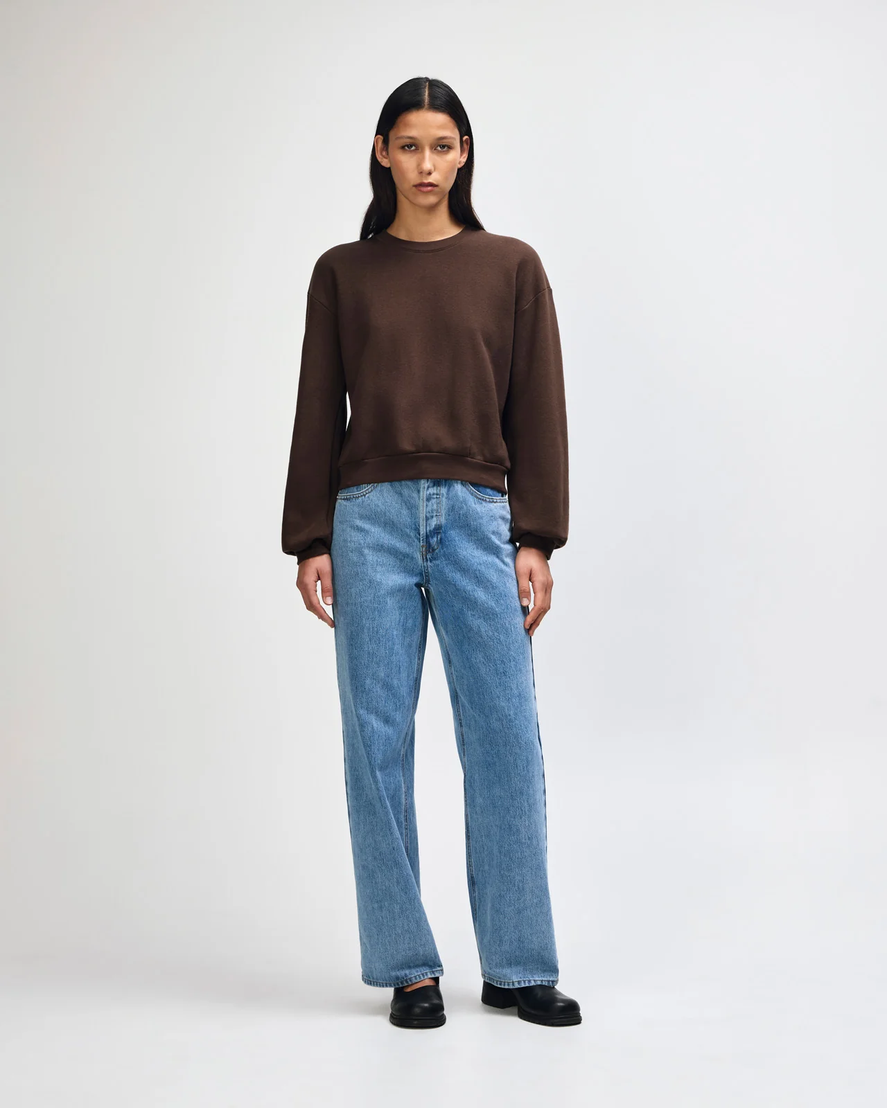 Women's Crop Sweatshirt Tracksuit - Brown - Image 5