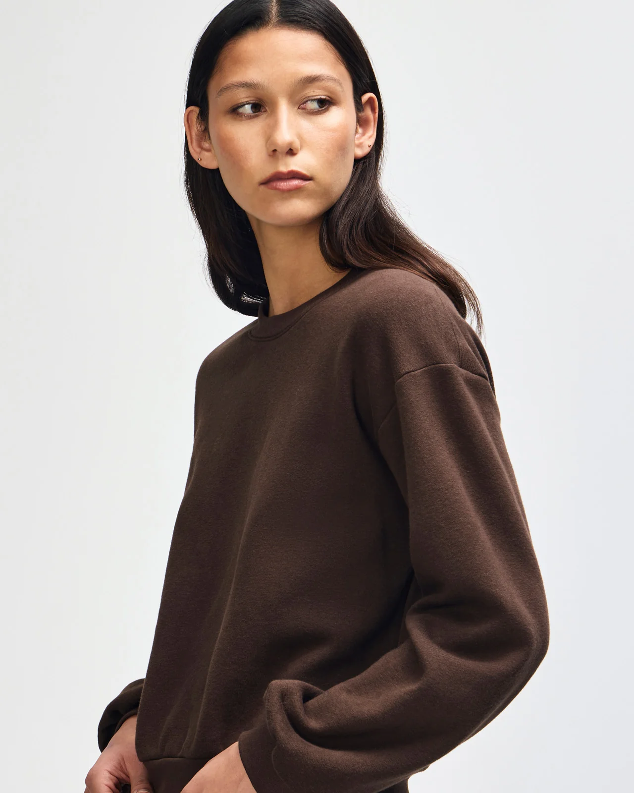 Women's Crop Sweatshirt Tracksuit - Brown - Image 6