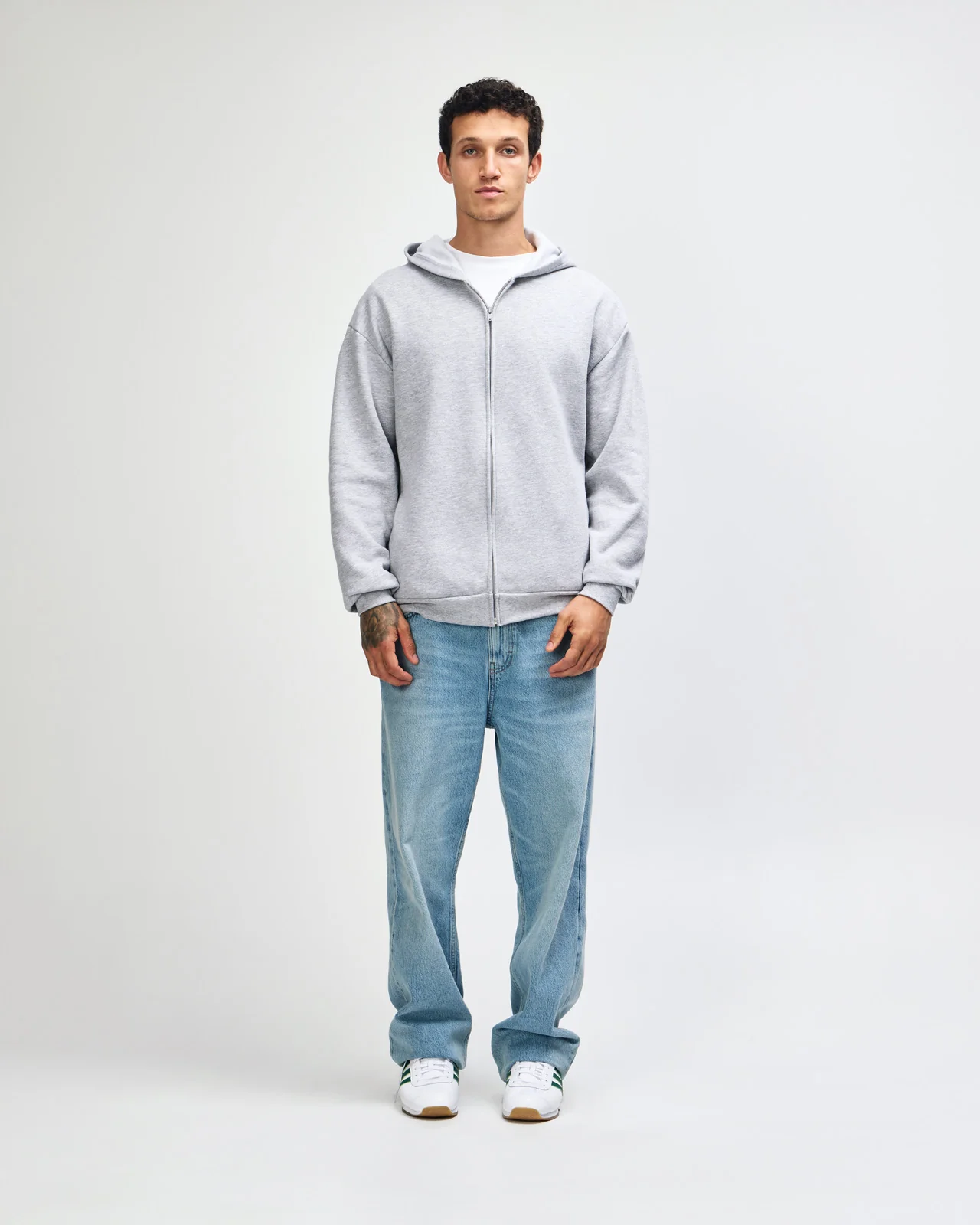 Zip-Up Hoodie Tracksuit - Heather Grey - Image 4