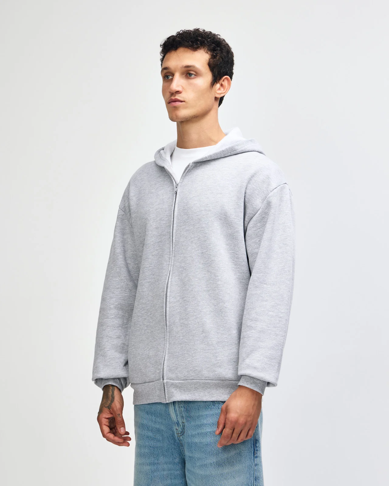 Zip-Up Hoodie Tracksuit - Heather Grey - Image 6